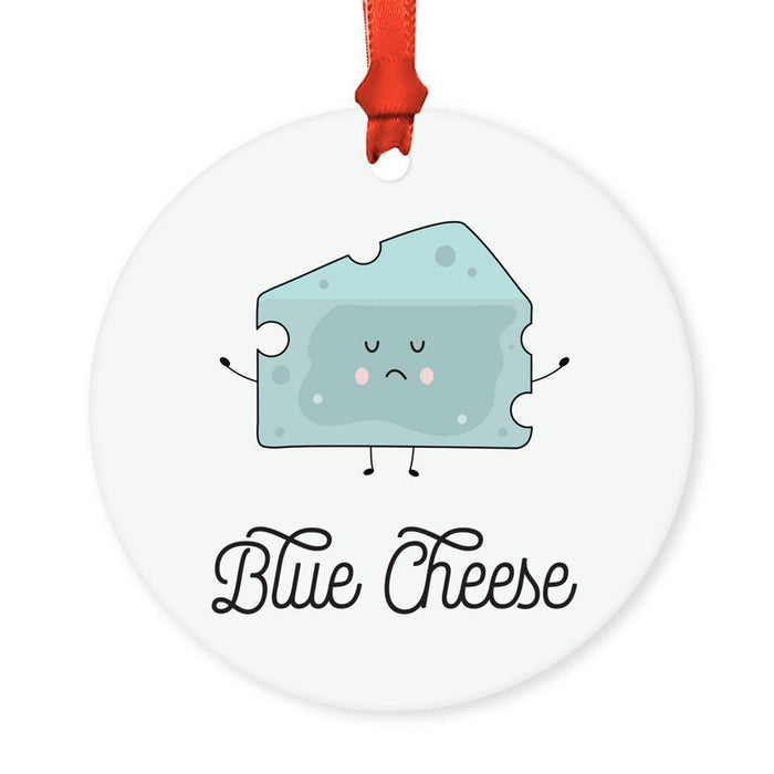 Food Pun 4 Round MDF Christmas Tree Ornaments-Set of 1-Andaz Press-Cheese-