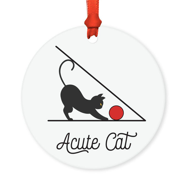 Food Pun 8 Round MDF Christmas Tree Ornaments-Set of 1-Andaz Press-Acute Angle-
