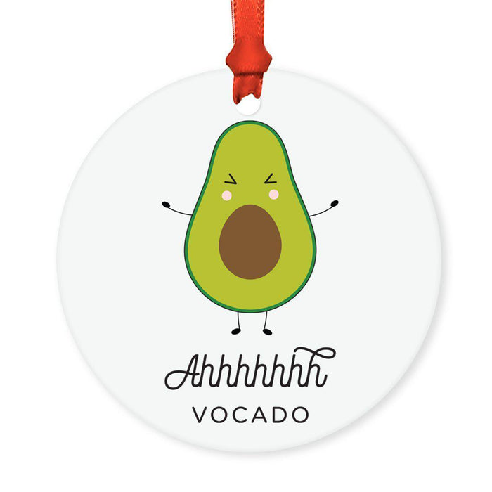 Food Pun 8 Round MDF Christmas Tree Ornaments-Set of 1-Andaz Press-Avocado-