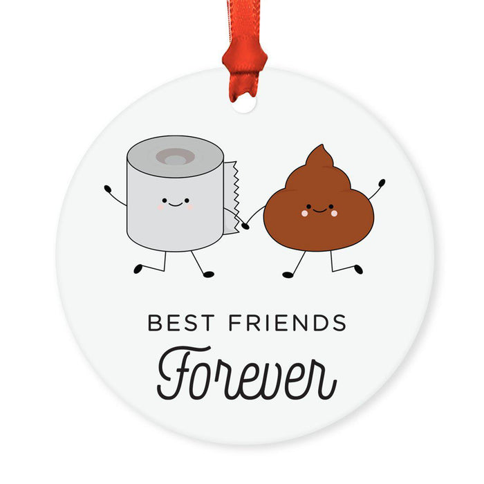 Food Pun 8 Round MDF Christmas Tree Ornaments-Set of 1-Andaz Press-Best Friends-
