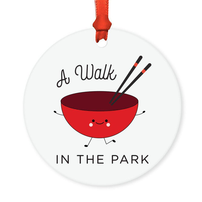Food Pun 8 Round MDF Christmas Tree Ornaments-Set of 1-Andaz Press-Chopsticks-