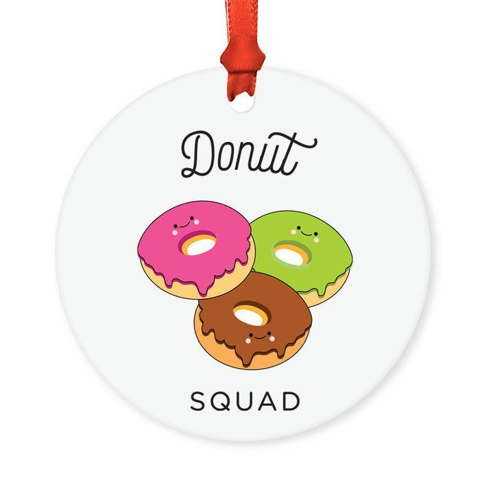 Food Pun 8 Round MDF Christmas Tree Ornaments-Set of 1-Andaz Press-Donuts-