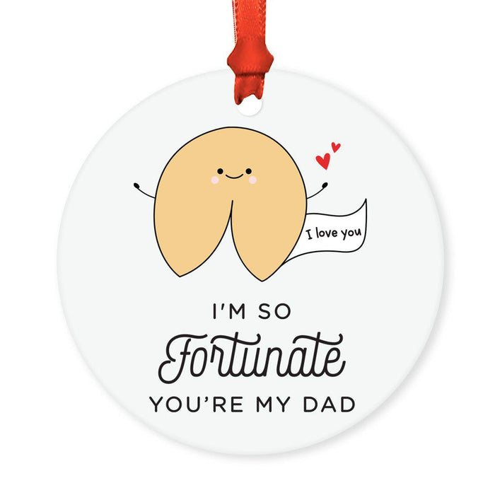 Food Pun 8 Round MDF Christmas Tree Ornaments-Set of 1-Andaz Press-Fortune Cookie-