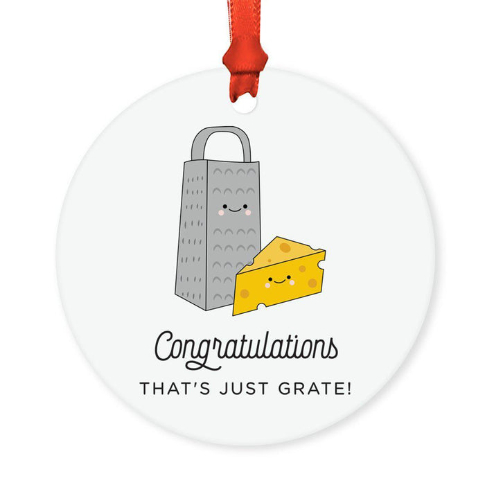 Food Pun 8 Round MDF Christmas Tree Ornaments-Set of 1-Andaz Press-Grater-
