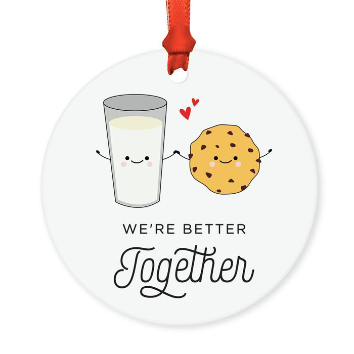 Food Pun 8 Round MDF Christmas Tree Ornaments-Set of 1-Andaz Press-Milk-