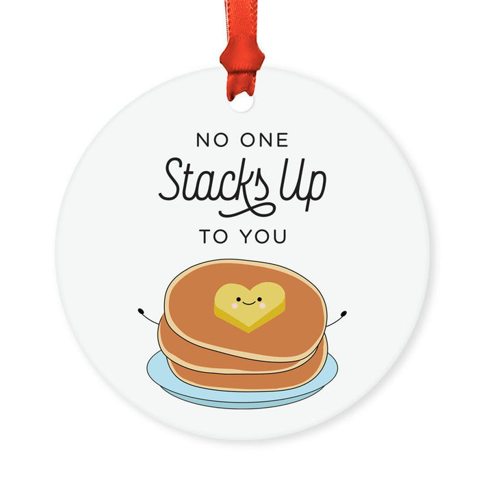 Food Pun 8 Round MDF Christmas Tree Ornaments-Set of 1-Andaz Press-Pancakes-