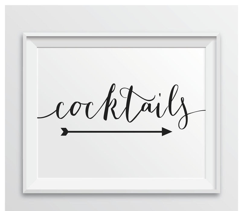 Formal Black Wedding Party Directional Signs, Double-Sided Big Arrow-Set of 1-Andaz Press-Cocktails-