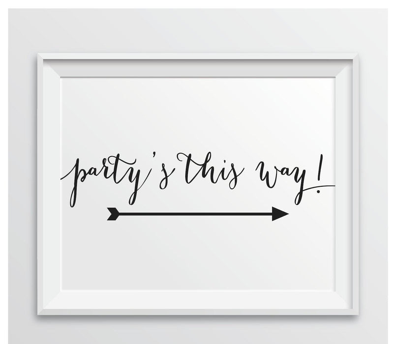Formal Black Wedding Party Directional Signs, Double-Sided Big Arrow-Set of 1-Andaz Press-Party's This Way-