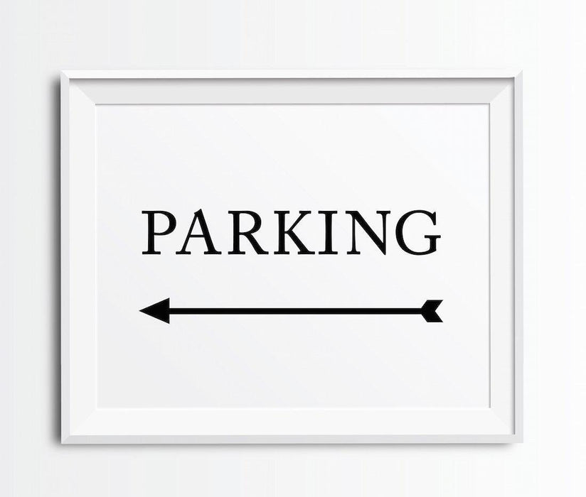 Formal Black & White Wedding Party Directional Signs, Double-Sided Big Arrow-Set of 1-Andaz Press-Parking-