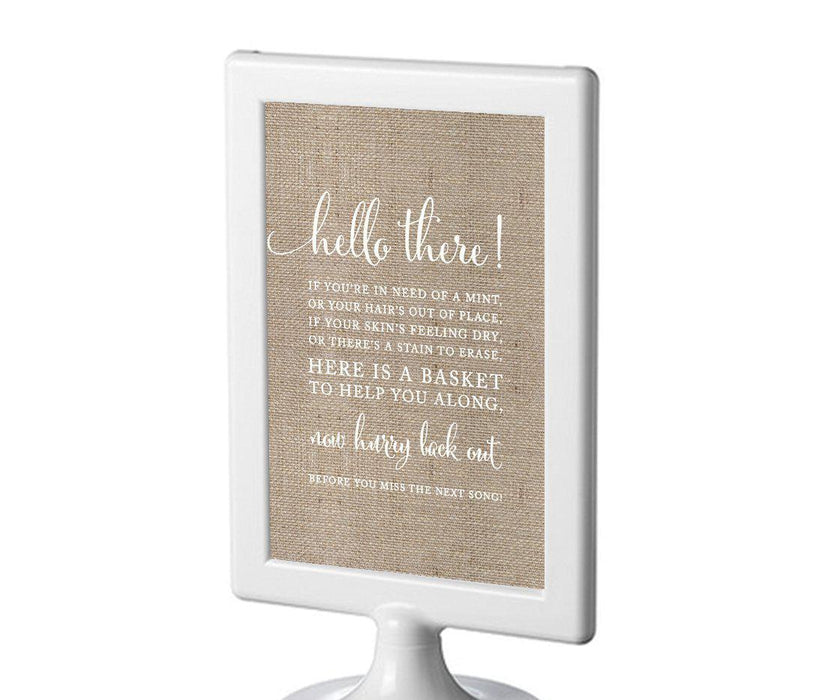 Framed Burlap Wedding Party Signs-Set of 1-Andaz Press-Bathroom Basket-