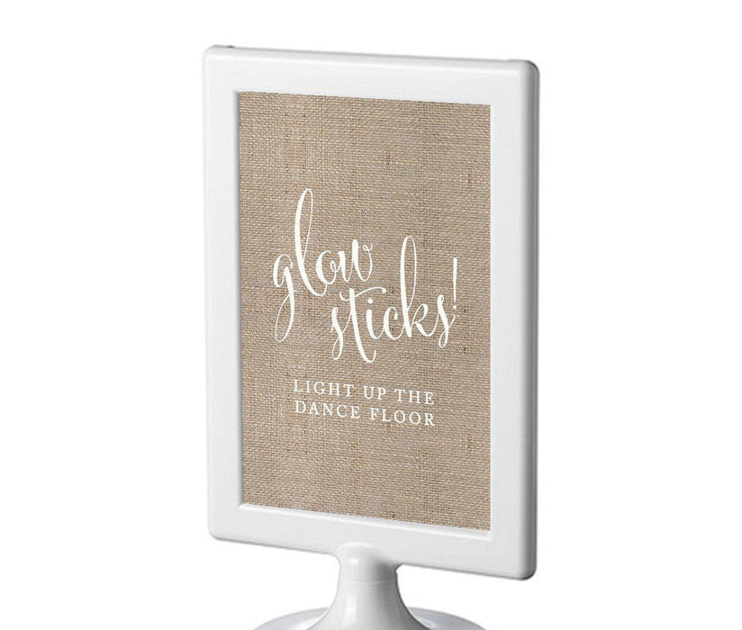 Framed Burlap Wedding Party Signs-Set of 1-Andaz Press-Glow Sticks, Light Up The Dance Floor-
