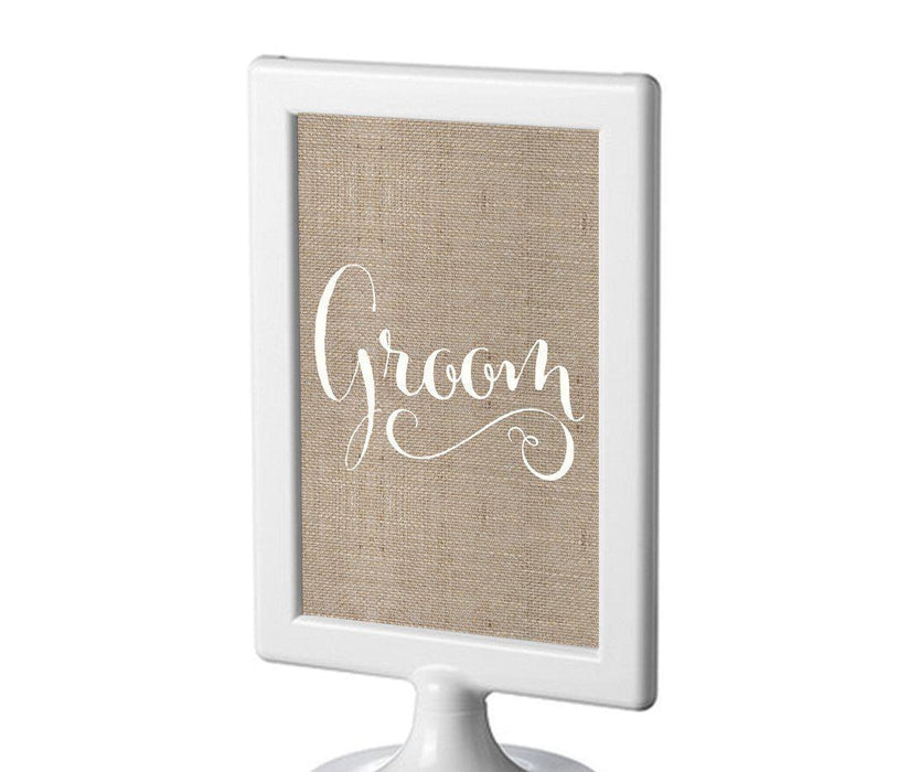 Framed Burlap Wedding Party Signs-Set of 1-Andaz Press-Groom-