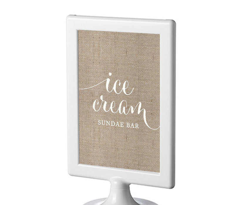 Framed Burlap Wedding Party Signs-Set of 1-Andaz Press-Ice Cream Sundae Bar-