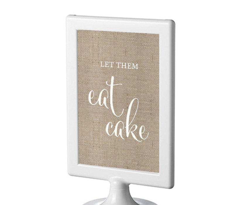 Framed Burlap Wedding Party Signs-Set of 1-Andaz Press-Let Them Eat Cake-