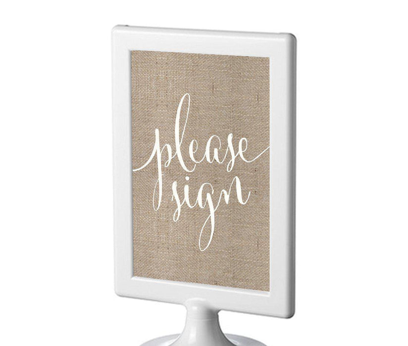 Framed Burlap Wedding Party Signs-Set of 1-Andaz Press-Please Sign-