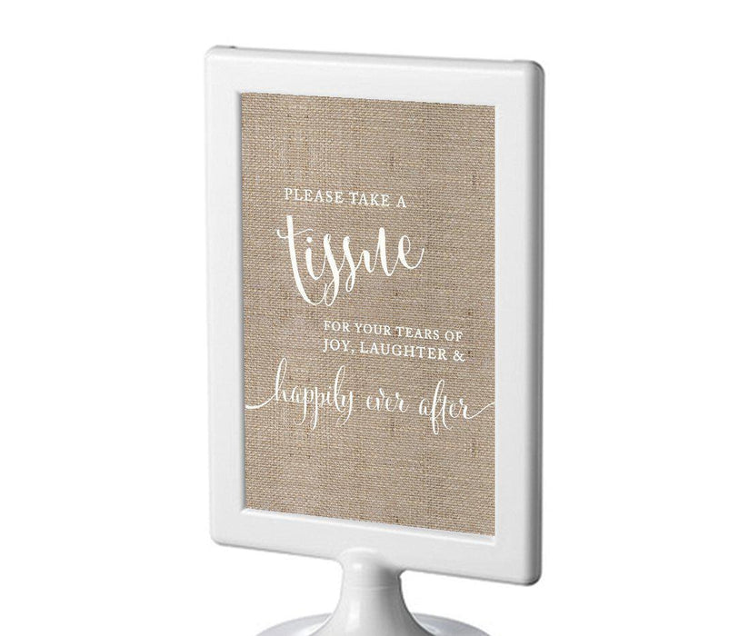 Framed Burlap Wedding Party Signs-Set of 1-Andaz Press-Please Take A Tissue-