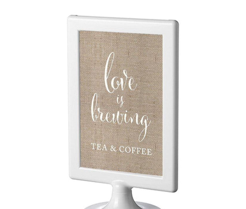 Framed Burlap Wedding Party Signs-Set of 1-Andaz Press-Tea & Coffee Love Is Brewing-
