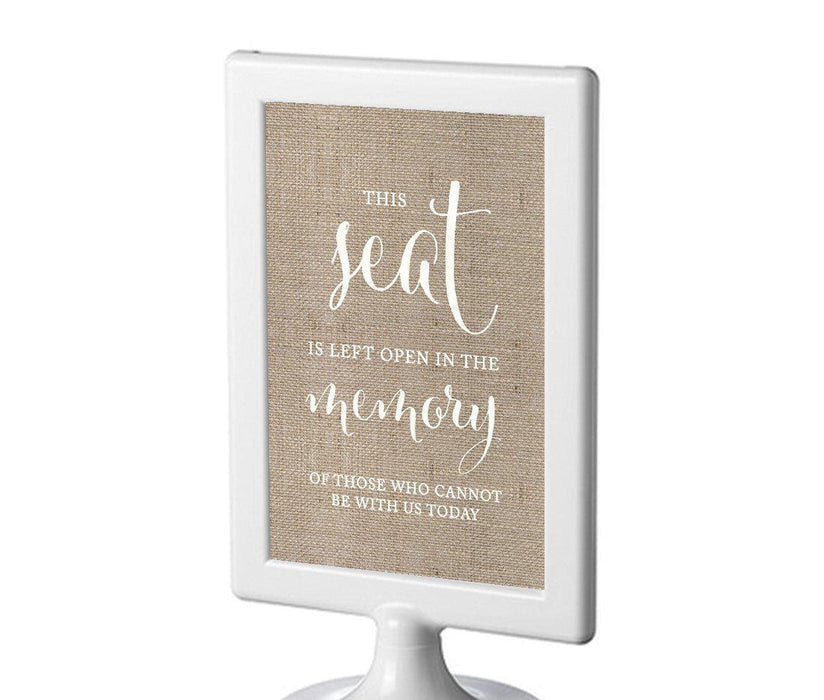 Framed Burlap Wedding Party Signs-Set of 1-Andaz Press-This Seat Is Left Open Memorial-