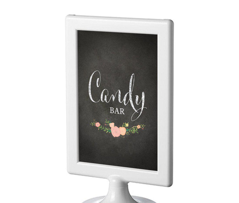 Framed Chalkboard & Floral Roses Wedding Party Signs-Set of 1-Andaz Press-Candy Bar-