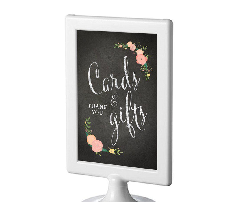 Framed Chalkboard & Floral Roses Wedding Party Signs-Set of 1-Andaz Press-Cards & Gifts Thank You-