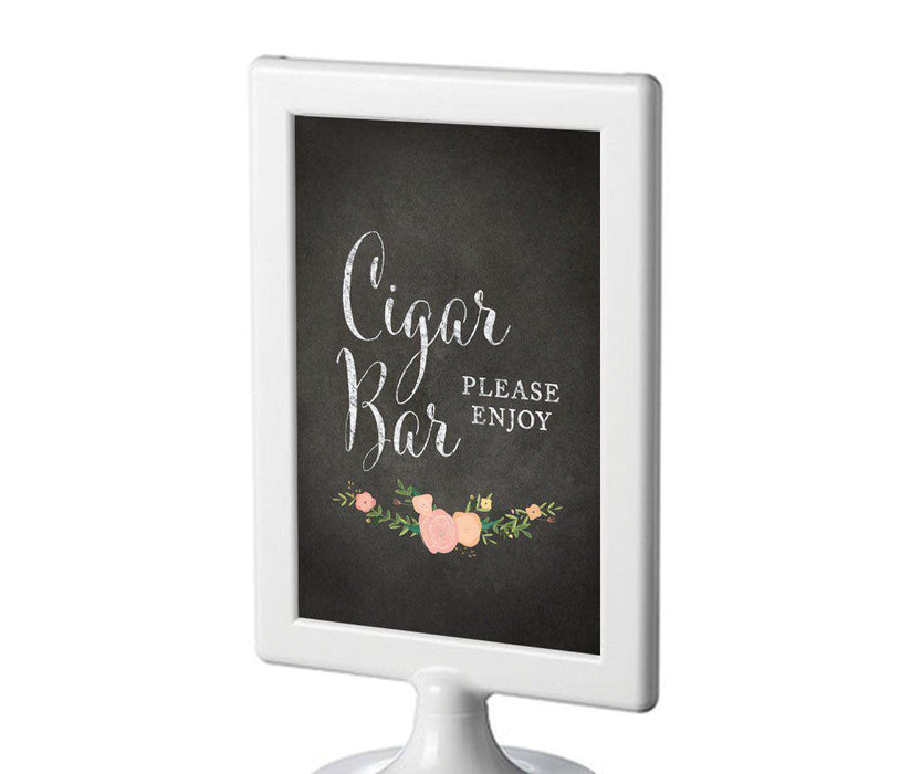 Framed Chalkboard & Floral Roses Wedding Party Signs-Set of 1-Andaz Press-Cigar Bar-