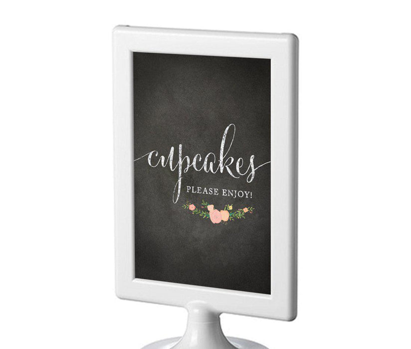 Framed Chalkboard & Floral Roses Wedding Party Signs-Set of 1-Andaz Press-Cupcakes, Please Enjoy-