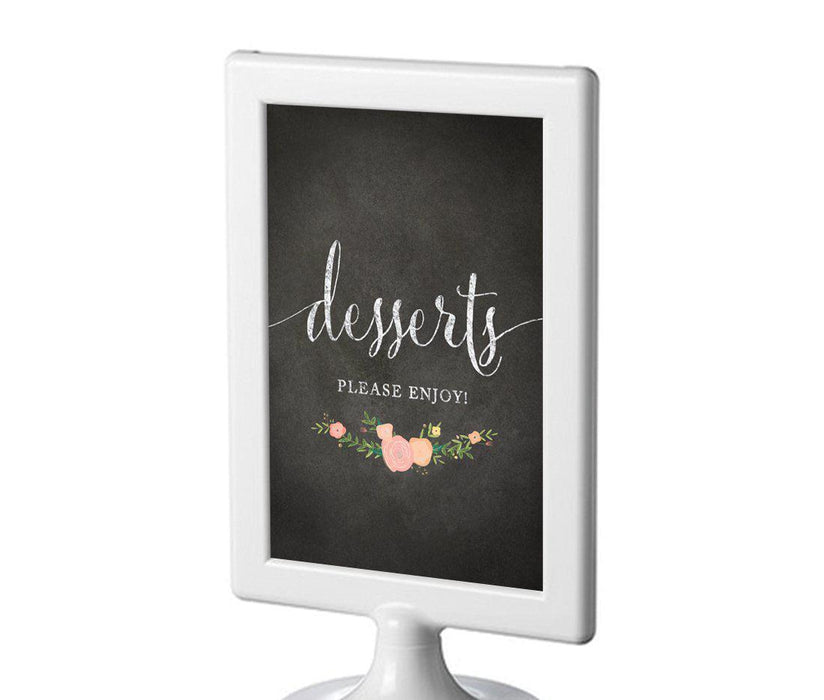 Framed Chalkboard & Floral Roses Wedding Party Signs-Set of 1-Andaz Press-Dessert Table-