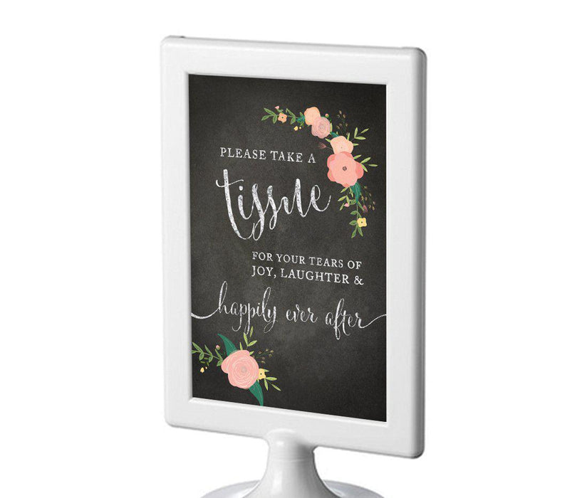 Framed Chalkboard & Floral Roses Wedding Party Signs-Set of 1-Andaz Press-Please Take A Tissue-