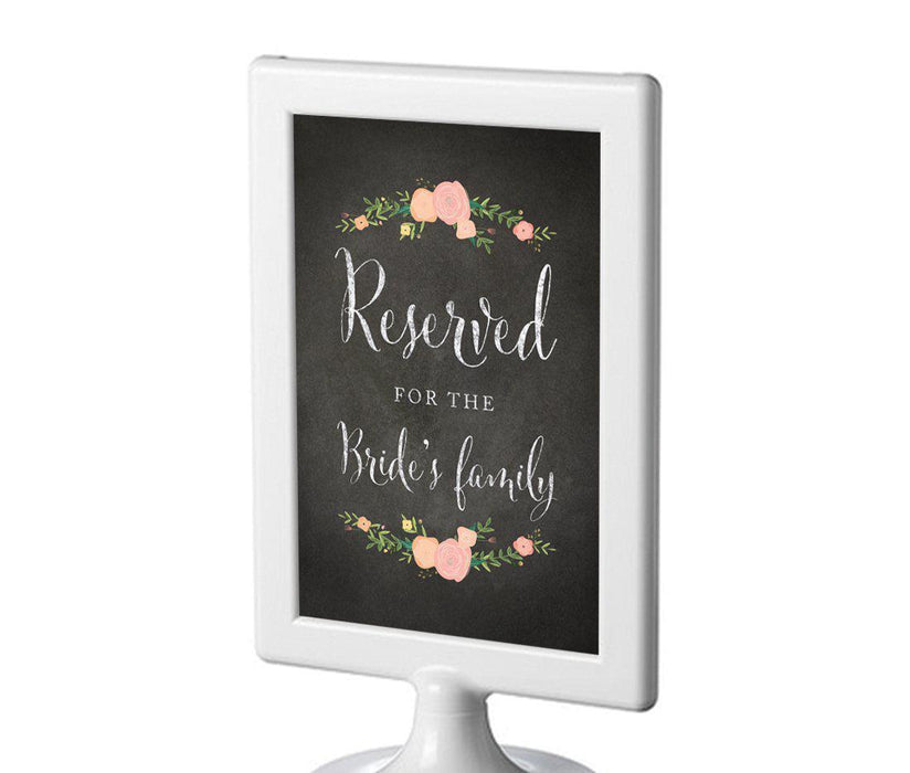 Framed Chalkboard & Floral Roses Wedding Party Signs-Set of 1-Andaz Press-Reserved For The Bride's Family-