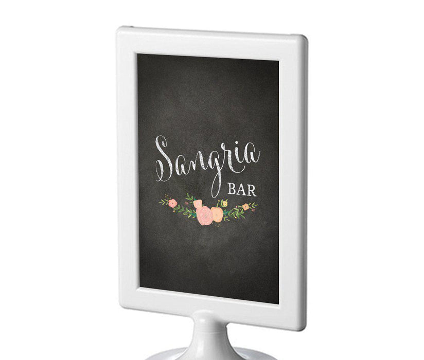 Framed Chalkboard & Floral Roses Wedding Party Signs-Set of 1-Andaz Press-Sangria Bar-