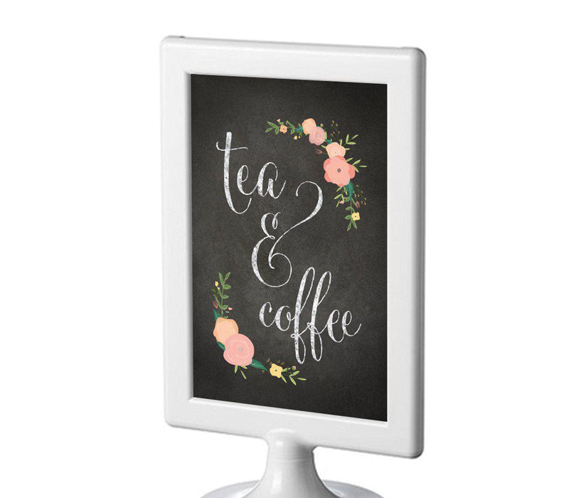 Framed Chalkboard & Floral Roses Wedding Party Signs-Set of 1-Andaz Press-Tea & Coffee-