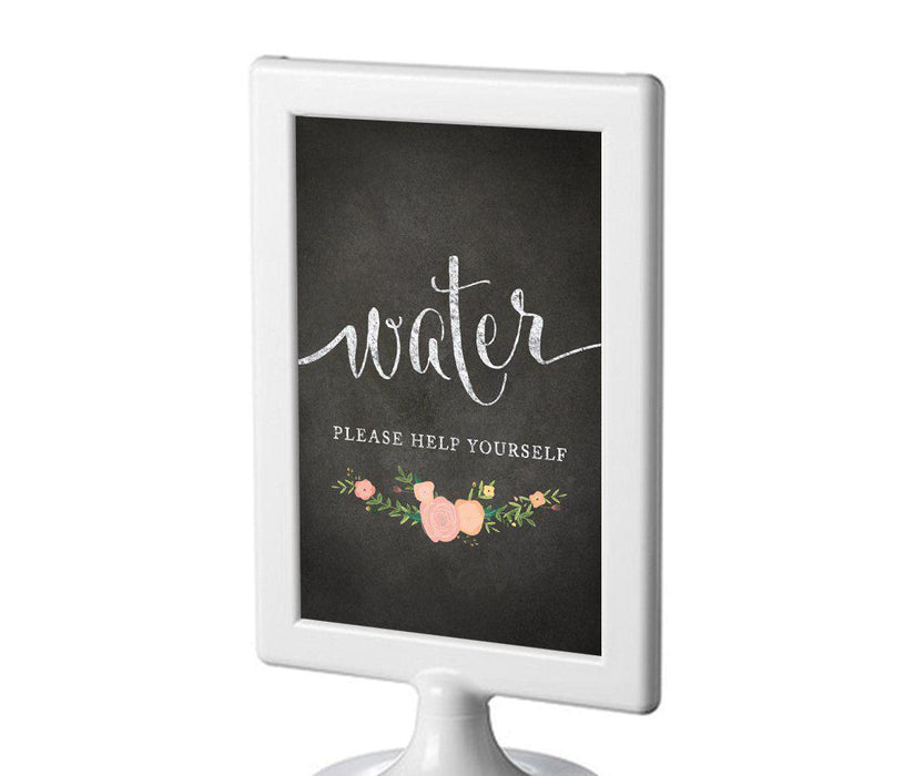 Framed Chalkboard & Floral Roses Wedding Party Signs-Set of 1-Andaz Press-Water-