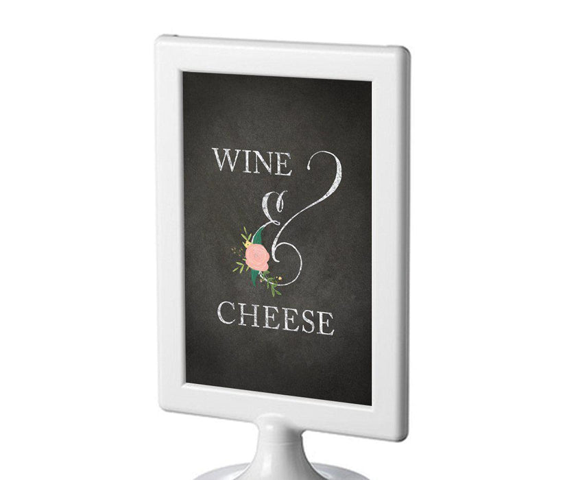 Framed Chalkboard & Floral Roses Wedding Party Signs-Set of 1-Andaz Press-Wine & Cheese-