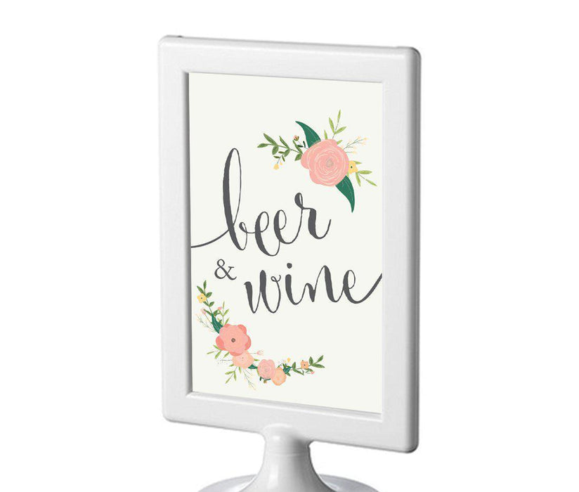 Framed Floral Roses Wedding Party Signs-Set of 1-Andaz Press-Beer & Wine-