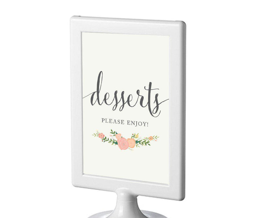 Framed Floral Roses Wedding Party Signs-Set of 1-Andaz Press-Dessert Table-