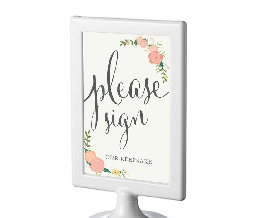 Framed Floral Roses Wedding Party Signs-Set of 1-Andaz Press-Sign Our Keepsake-