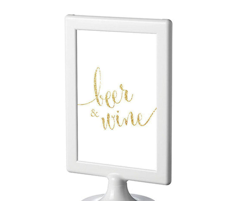 Framed Gold Glitter Wedding Party Signs-Set of 1-Andaz Press-Beer & Wine-