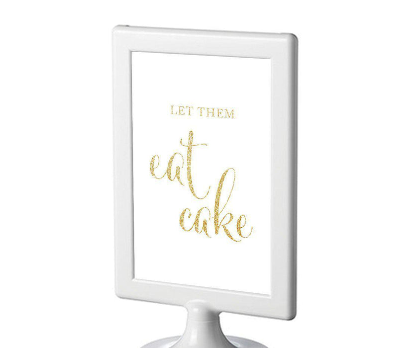 Framed Gold Glitter Wedding Party Signs-Set of 1-Andaz Press-Let Them Eat Cake-