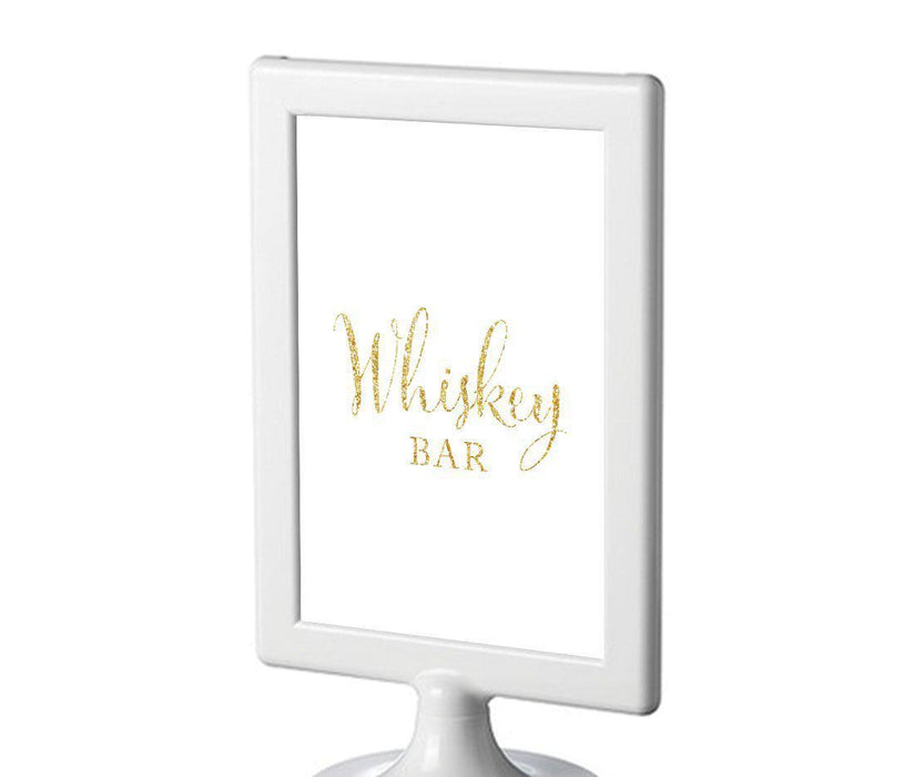 Framed Gold Glitter Wedding Party Signs-Set of 1-Andaz Press-Whiskey Bar-