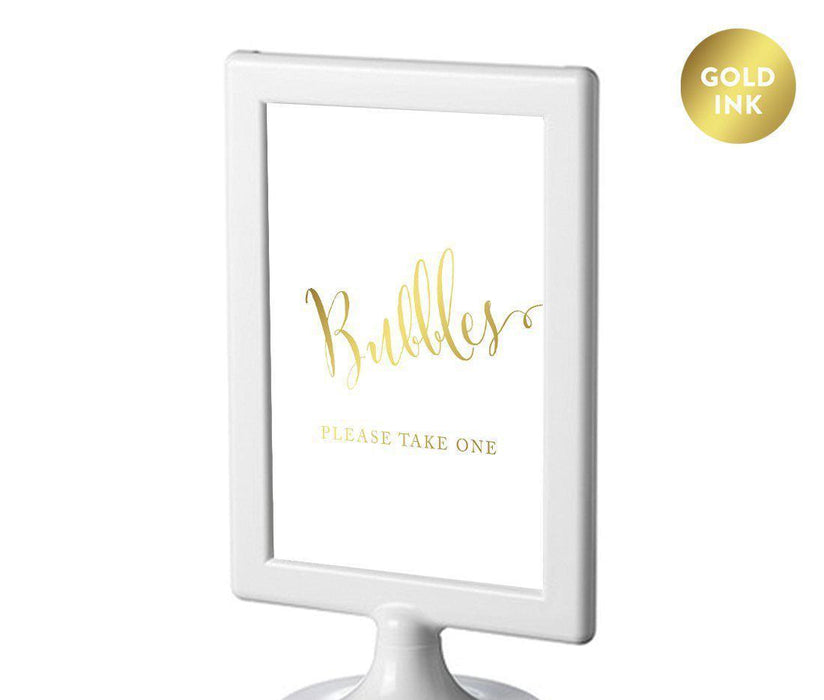 Framed Metallic Gold Wedding Party Signs-Set of 1-Andaz Press-Bubbles - Please Take One-