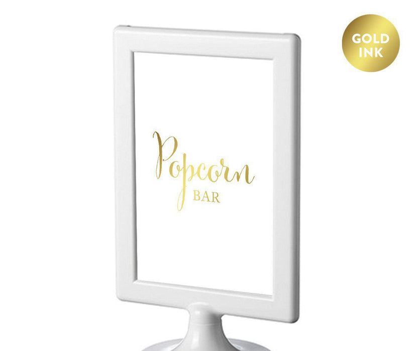 Framed Metallic Gold Wedding Party Signs-Set of 1-Andaz Press-Popcorn Bar-