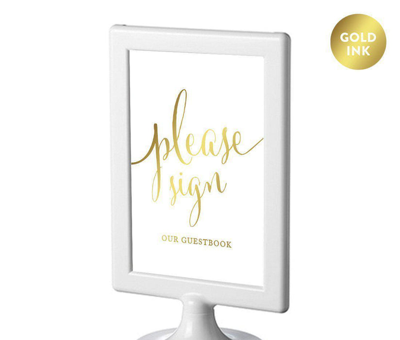 Framed Metallic Gold Wedding Party Signs-Set of 1-Andaz Press-Sign Our Guestbook-