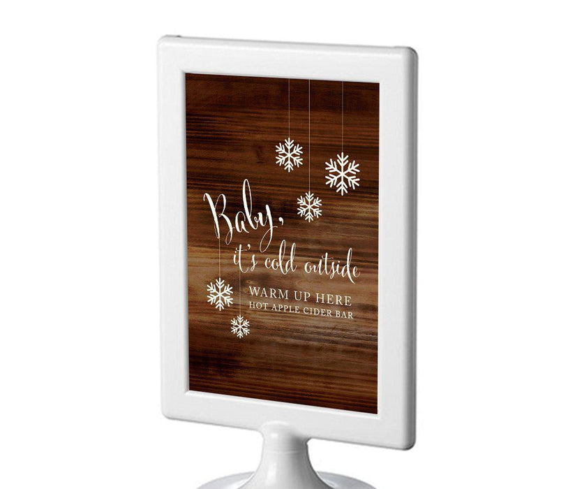 Framed Rustic Wood Wedding Party Signs-Set of 1-Andaz Press-Baby It's Cold Outside - Cider-