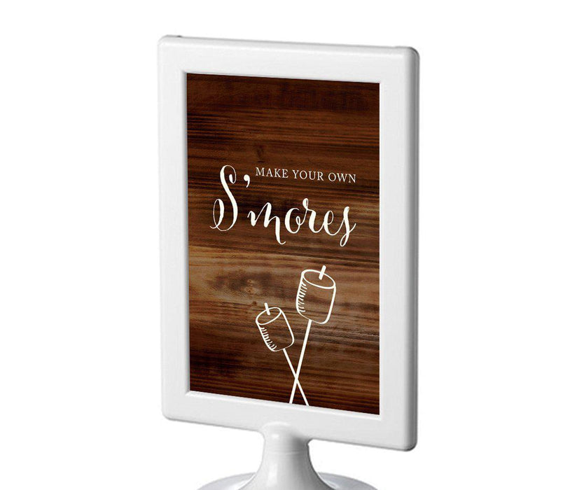 Framed Rustic Wood Wedding Party Signs-Set of 1-Andaz Press-Build Your Own S'mores-