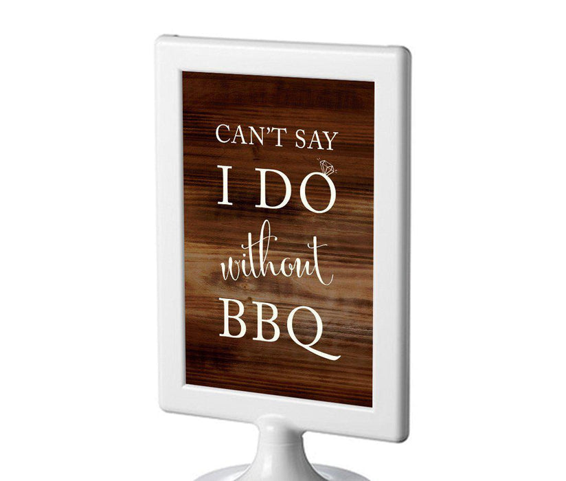 Framed Rustic Wood Wedding Party Signs-Set of 1-Andaz Press-Can't Say I Do Without BBQ-