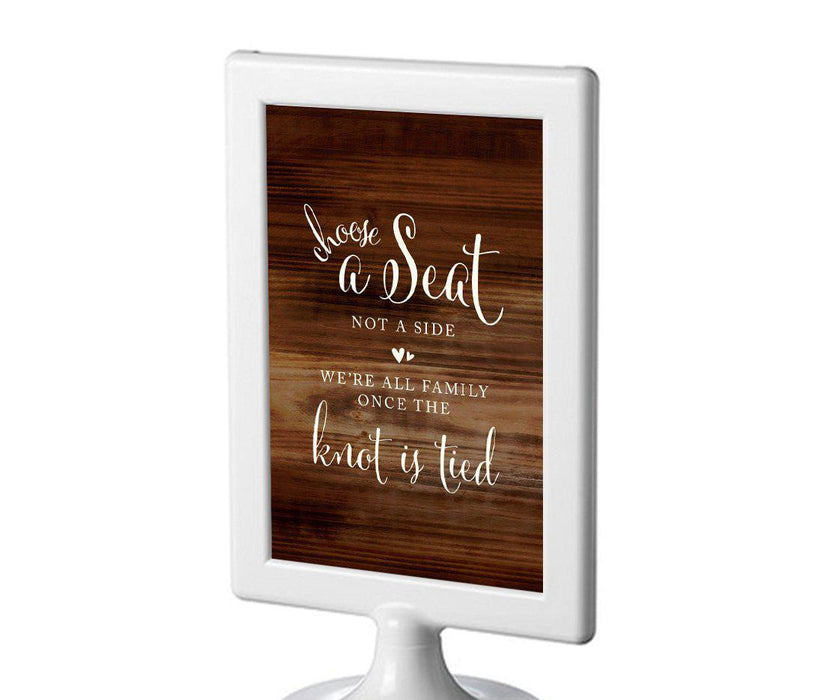 Framed Rustic Wood Wedding Party Signs-Set of 1-Andaz Press-Choose A Seat, Not A Side-