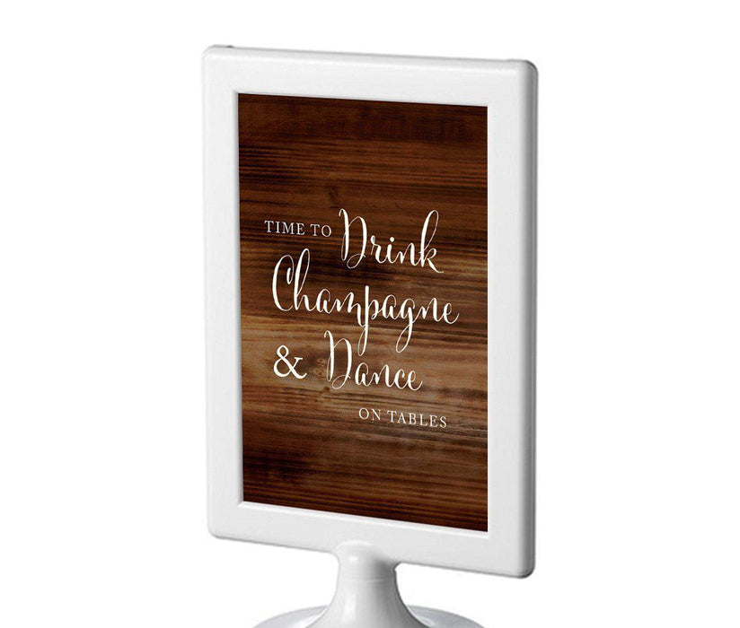 Framed Rustic Wood Wedding Party Signs-Set of 1-Andaz Press-Drink Champagne, Dance On The Table-