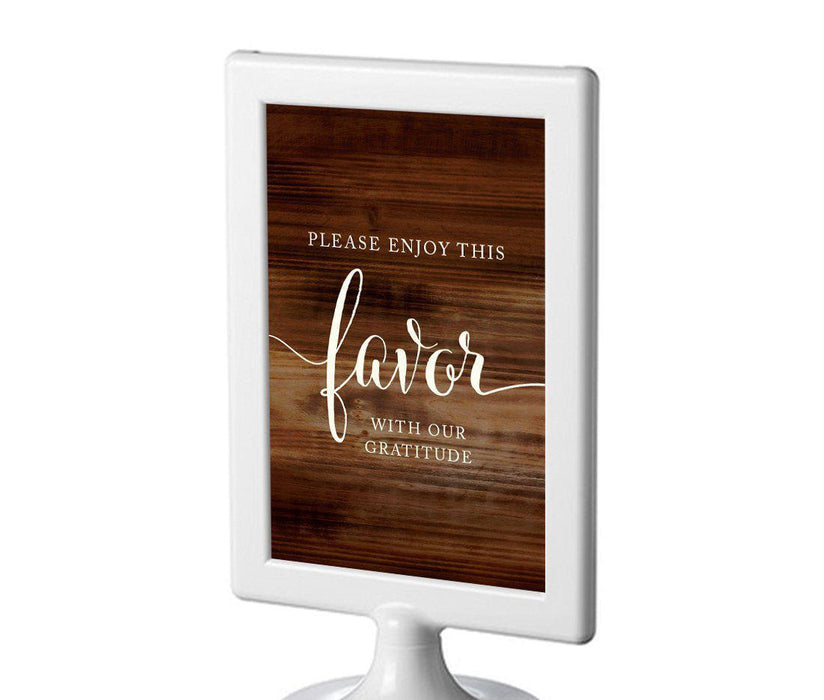 Framed Rustic Wood Wedding Party Signs-Set of 1-Andaz Press-Please Enjoy Favor With Our Gratitude-