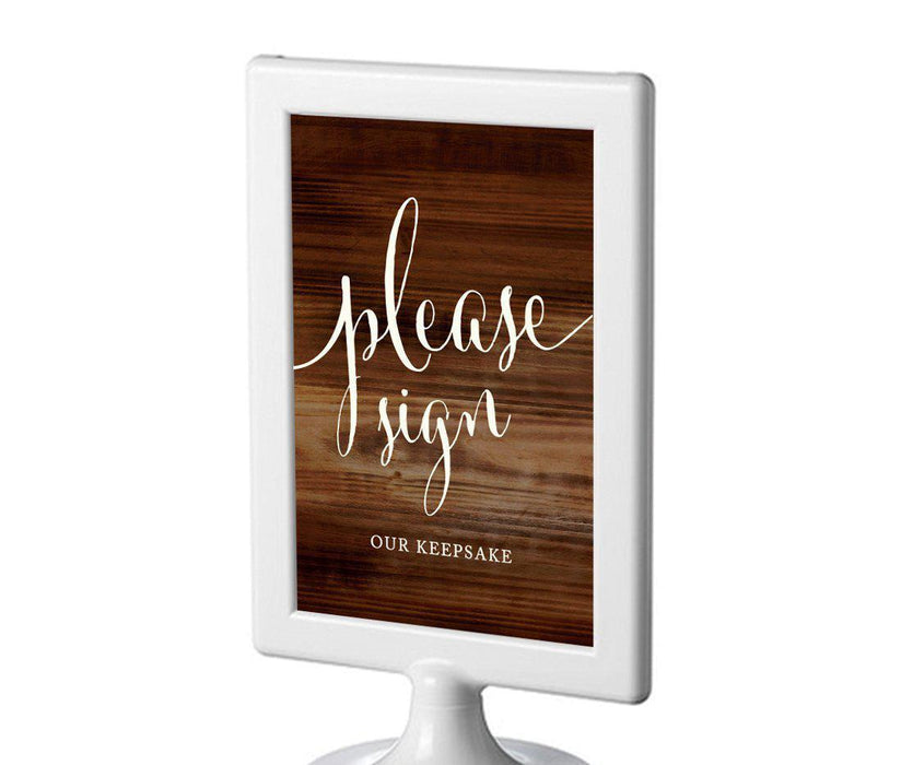 Framed Rustic Wood Wedding Party Signs-Set of 1-Andaz Press-Sign Our Keepsake-