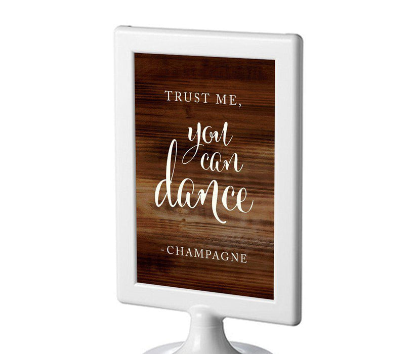 Framed Rustic Wood Wedding Party Signs-Set of 1-Andaz Press-Trust Me, You Can Dance - Champagne-